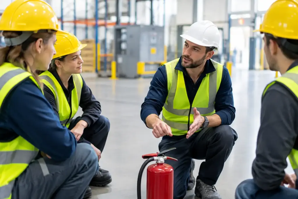 Veiligheidstraining industrie die werkt op de vloer